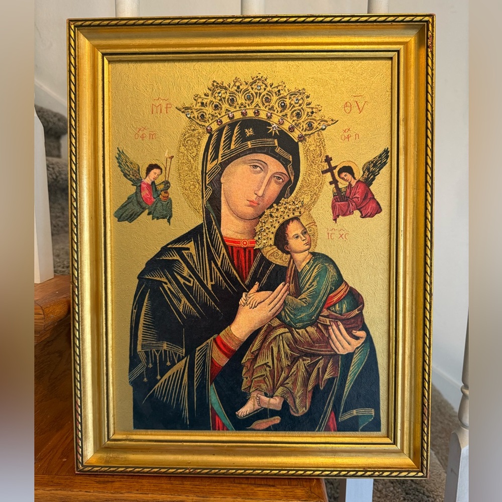 Gold Framed Religious Icon Art Painting true copy. Look at letters.